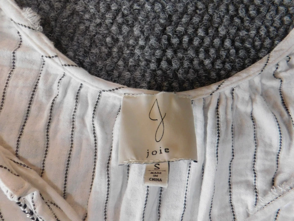 Joie Top Pequeño Blanco Jersey Mujer Rayas Elástico Top Clásico Informal Foto 4 de 4