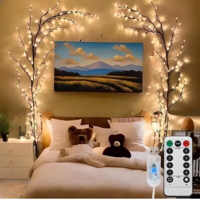 96 LEDs Rattan Ast Lichterkette 1,8m biegsam Weidenranke Fee Weihnachten x1 Ranke