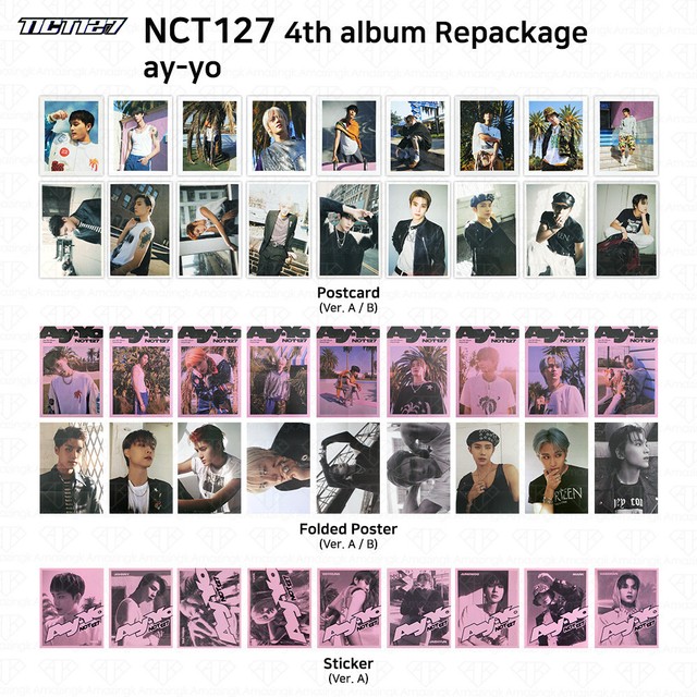 NCT 127 4th Album Repackage Ay-yo Official Postcard Folded Poster Sticker KPOP