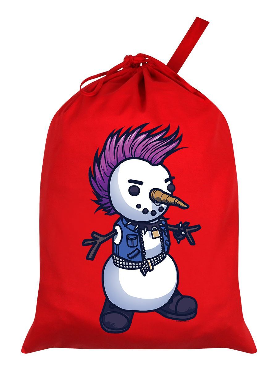 Santa Sack Punk Snowman Red 46x60cm