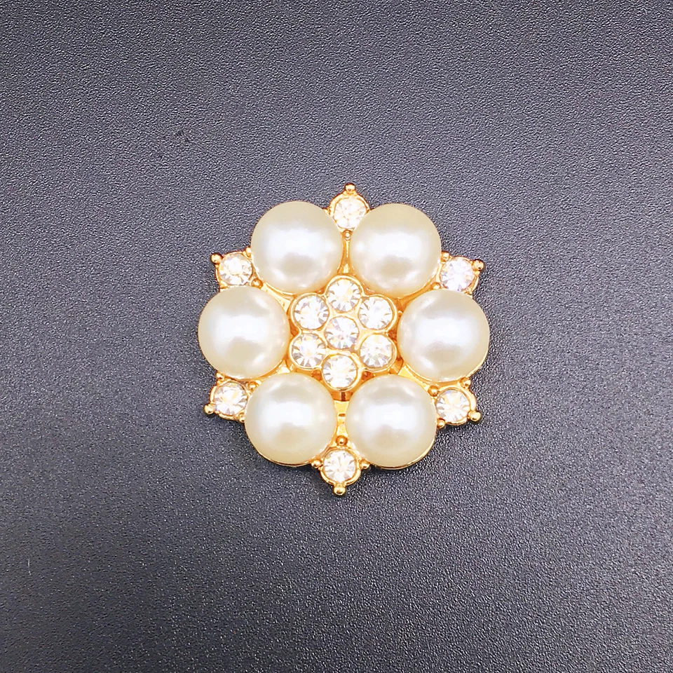 Mini broches de cristal de aleación de oro 10 piezas espalda plana sin alfiler hágalo usted mismo ramo de boda 2,3 cm Foto 4 de 4