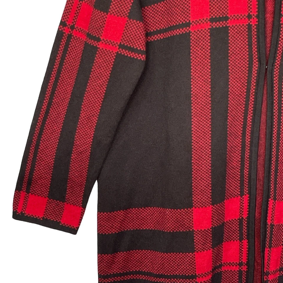 Cárdigan suéter Kasper estampado a cuadros jacquard para mujer talla XL rojo cierre de hebilla Foto 3 de 4