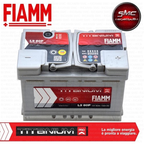 Batteria Auto Fiamm L380p Titanium Pro 80ah 730A +dx Audi A4 Alfa 156 Golf V
