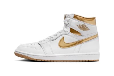 Nike Air Jordan 1 Hi OG White Metallic Gold FD2596-107 sz 12 Women