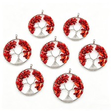 12pcs Natural Red Coral Stone Tree of Life Pendants Money Tree 50mm Wholesale