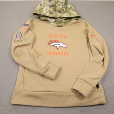 Nike Denver Broncos Hoodie Sweatshirt Mens Small Beige NFL Salute To Service
