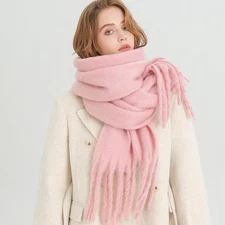 Womens Winter Cashmere Feel Pashmina Scarf  Pink  Warm Blanket Wrap Unisex