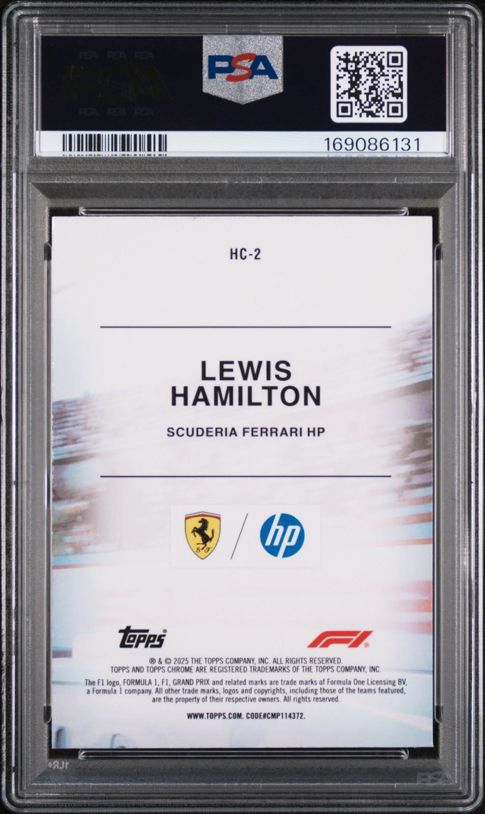 2025 TOPPS CHROME FORMULA 1 HELMET COLLECTION #HC-2 LEWIS HAMILTON PSA 9 view 2