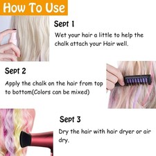 10 Color Hair Chalk for Girls - Temporary Hair Dye Comb Set, Gift for Ages 6-13