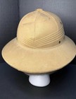 Vintage Khaki Safari Pith Helmet Hat Canvas Sun Hat Leather Sweatband Military — photo 4