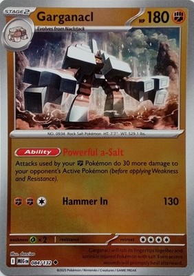 084/132 Garganacl Reverse Holo Mega Evolution Pokemon Karte