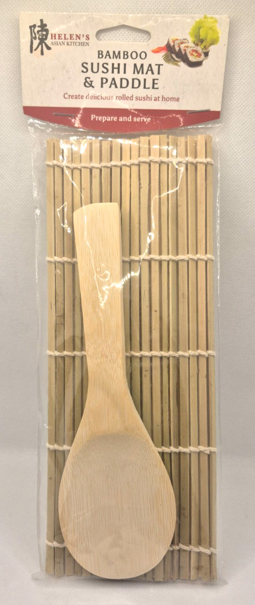 Helen's Asian Kitchen Natural Bamboo Sushi Mat & Paddle - NEW