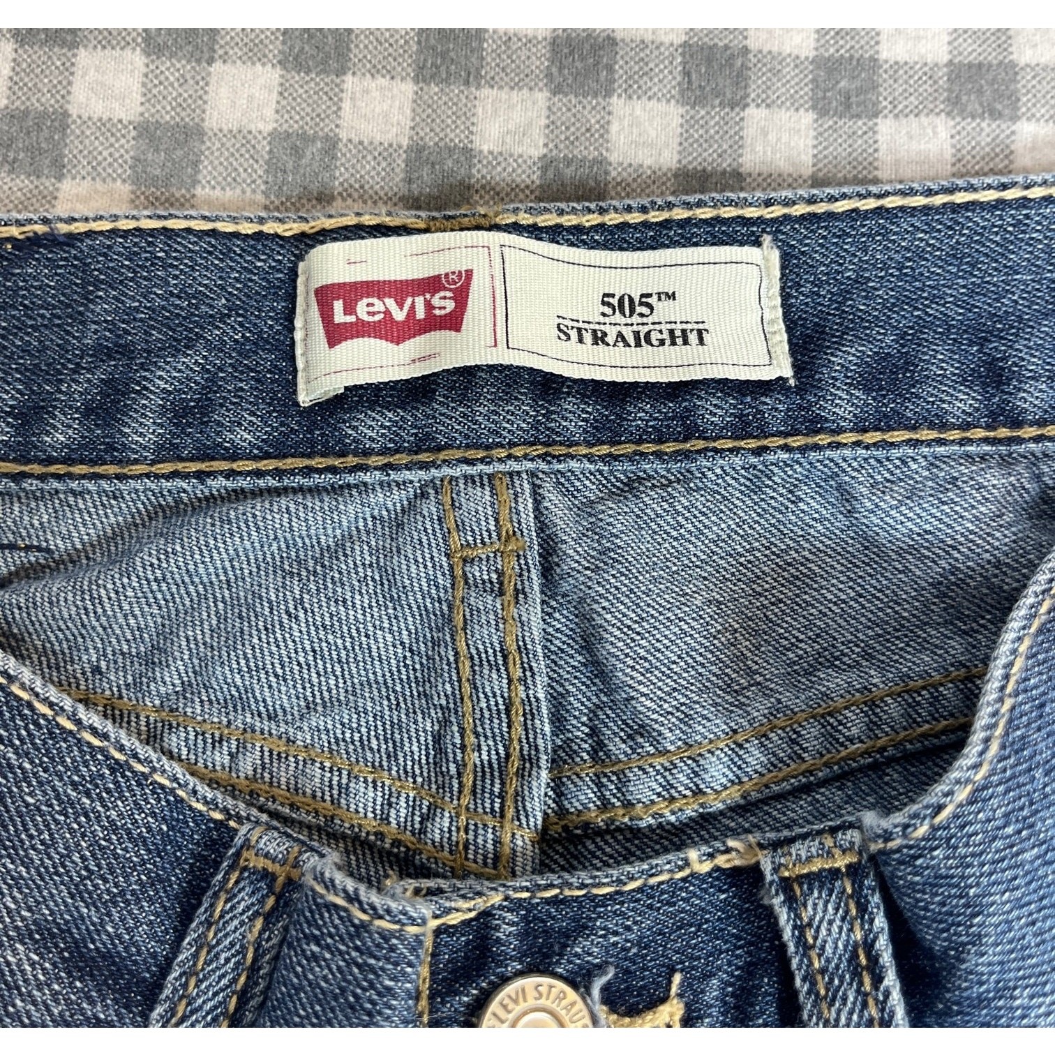 Levi's 505 Jeans Boys Youth 16 Regular W28 L28 Med Blue Denim Cotton Blend GUC thumbnail 6