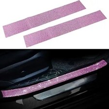 2PCS Car Door Edge Entry Guard, Bling Rhinestone Anti-Collision Adhesive Pink