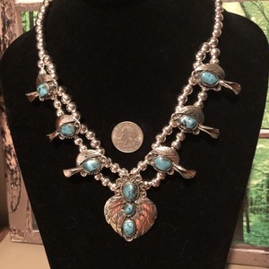 Estate Sales Genuine CARICO LAKE Turquoise Squash Blossom Necklace