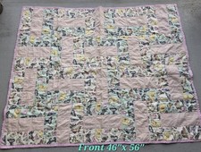 Handmade Cottagecore Butterfly Child Quilt Pink Pastels Blanket Throw 46" x 56"