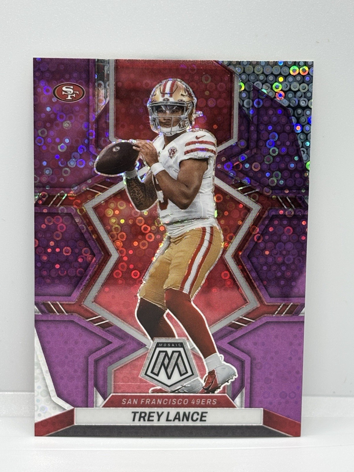 2022 Panini Mosaic #175 Trey Lance Mosaic No Huddle Purple /50 49ers Cowboys