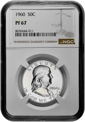 1960 50C Proof Silver Franklin Half Dollar NGC Graded PF 67