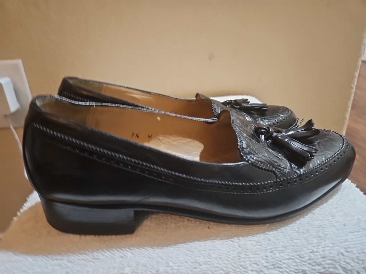 Bally Loafers Shoes Size 9.5 Black Full Crocodile Vintage Bally Diamond Mens Caiman Crocodile Loafer For Sale  main image 4