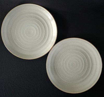 2er Set, 222 Fifth Studio Essteller 11'' Steinzeug grau konzentrische Ringe