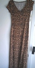 Party/Holidays Leopard Print XS 0-2 Bust 32"x 52" Maxi Length w Cap Sleeve Dress