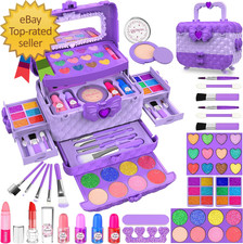 54 Pcs Kids Makeup Kit for Girls Princess Real Washable Pretend Play Cosmetic
