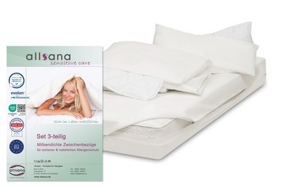 Allsana Encasing Set 90x200x20/135x200/40x80 cm Allergiker Bettwäsche