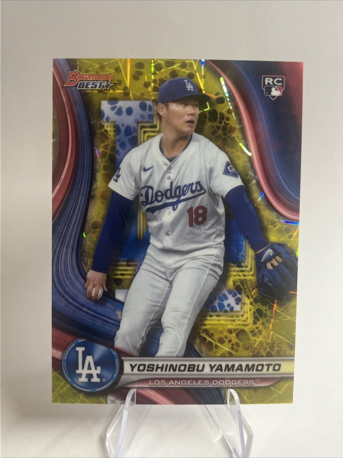 2024 Bowmans Best Yoshinobu Yamamoto RC Yellow Lazer Refractor /75 RARE 🔥
