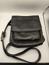 Stylish Fossil Black Leather Crossbody Bag