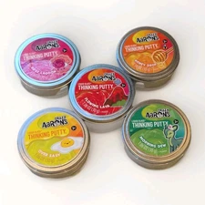 New Aaron's Crazy Thinking Putty 5 Mini Tins 1.6 oz Over Easy, Lava, Honey, Rose