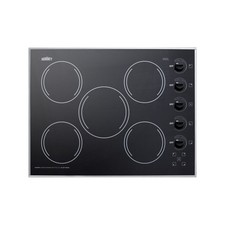Summit CR5B273B 27" Electric Radiant Cooktop w/ (5) Burners, Black Ceramic Gl...