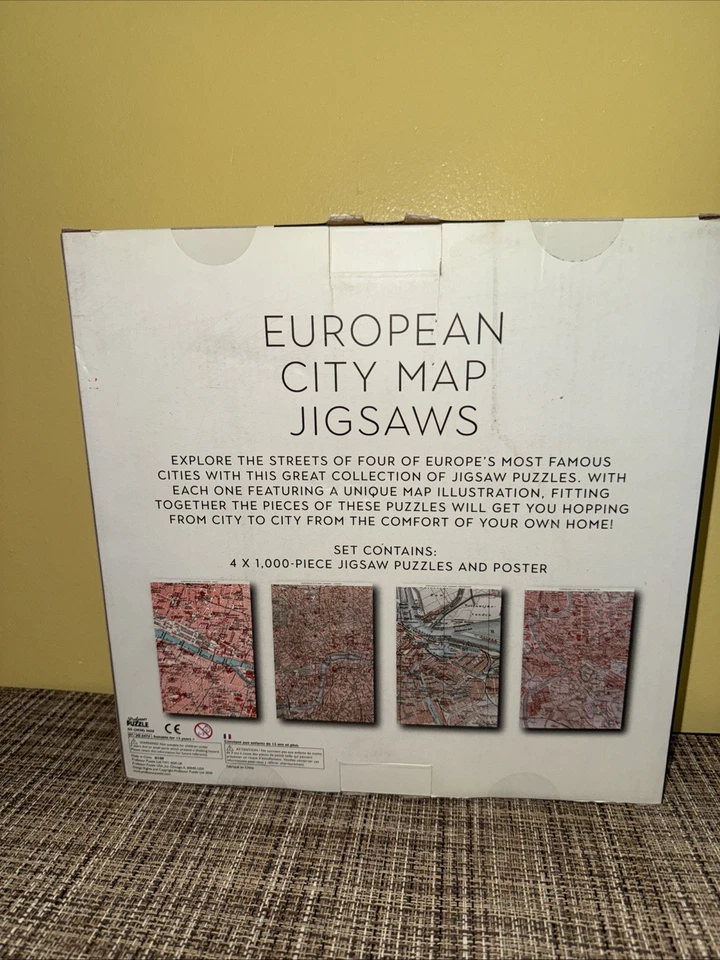European City Map Jigsaw Puzzle 4 In 1 Paris London Rome Amsterdam 4000pcs New - Image 2 of 4
