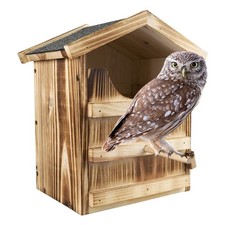 Owl House, Natural Wooden Owl Box Box for Outside Hanging, Owl Nesting Box fo...