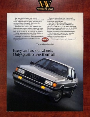 Audi 4000S Quatro Vintage Print Ad - Every Car Has Four Wheels