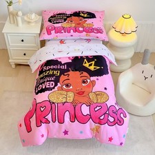 4 Piece Toddler Bedding Set for Girls,Toddler Black Girl Magic Comforter Set,...