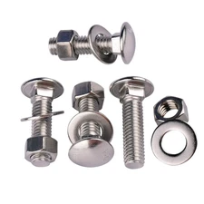 10 Sets 1/4-20 x 1 Carriage Bolts Screws Round Head Square Neck and Hex Nuts, Fl