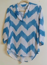 Cato Womens Tops Small Cheveron White And Bluegreen 