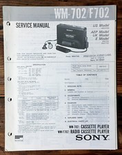 Sony WM-702 WM-F702 Cassette Service Manual Original 