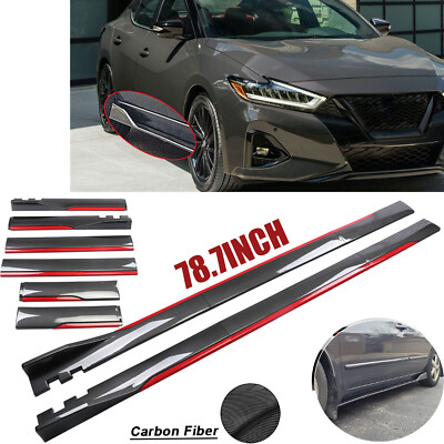 For Nissan Maxima Carbon Fiber Look/ Side Skirt Extension Spoiler Splitter Q