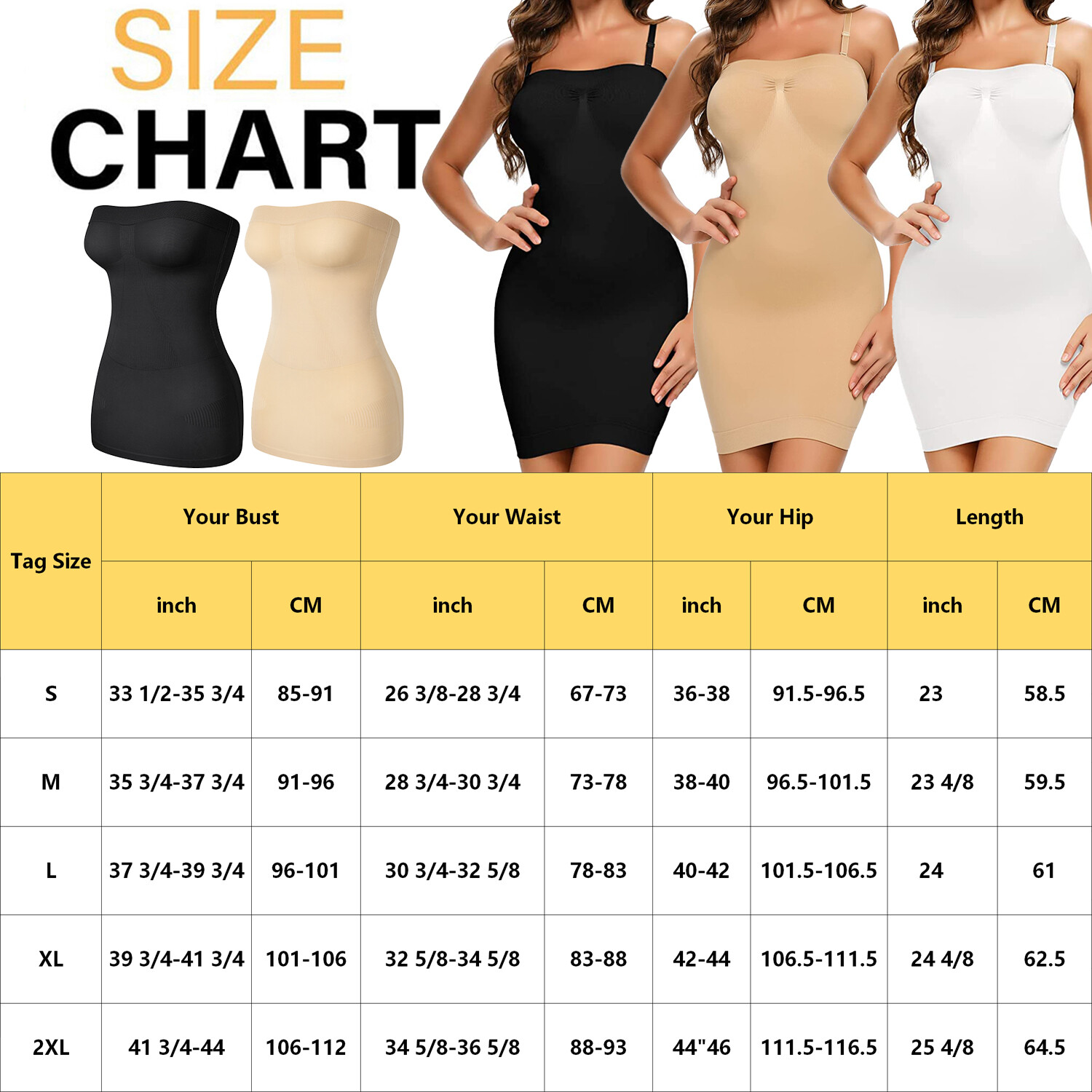 Women Strapless Shapewear Tummy Control Seamless Slip Under Dress Body