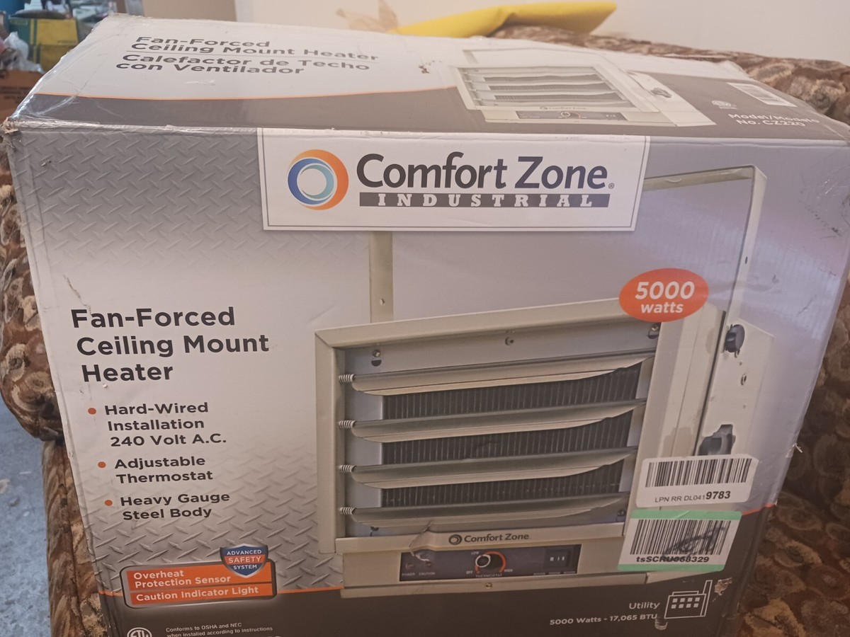 Ceiling Mount Comfort Zone 5000 Watt Heater Manual 240 Volt Garage