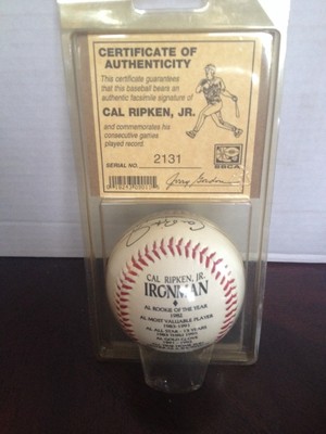 CAL RIPKEN JR IRONMAN COMMEMORATIVE STATS AUTOGRAPH BASEBALL