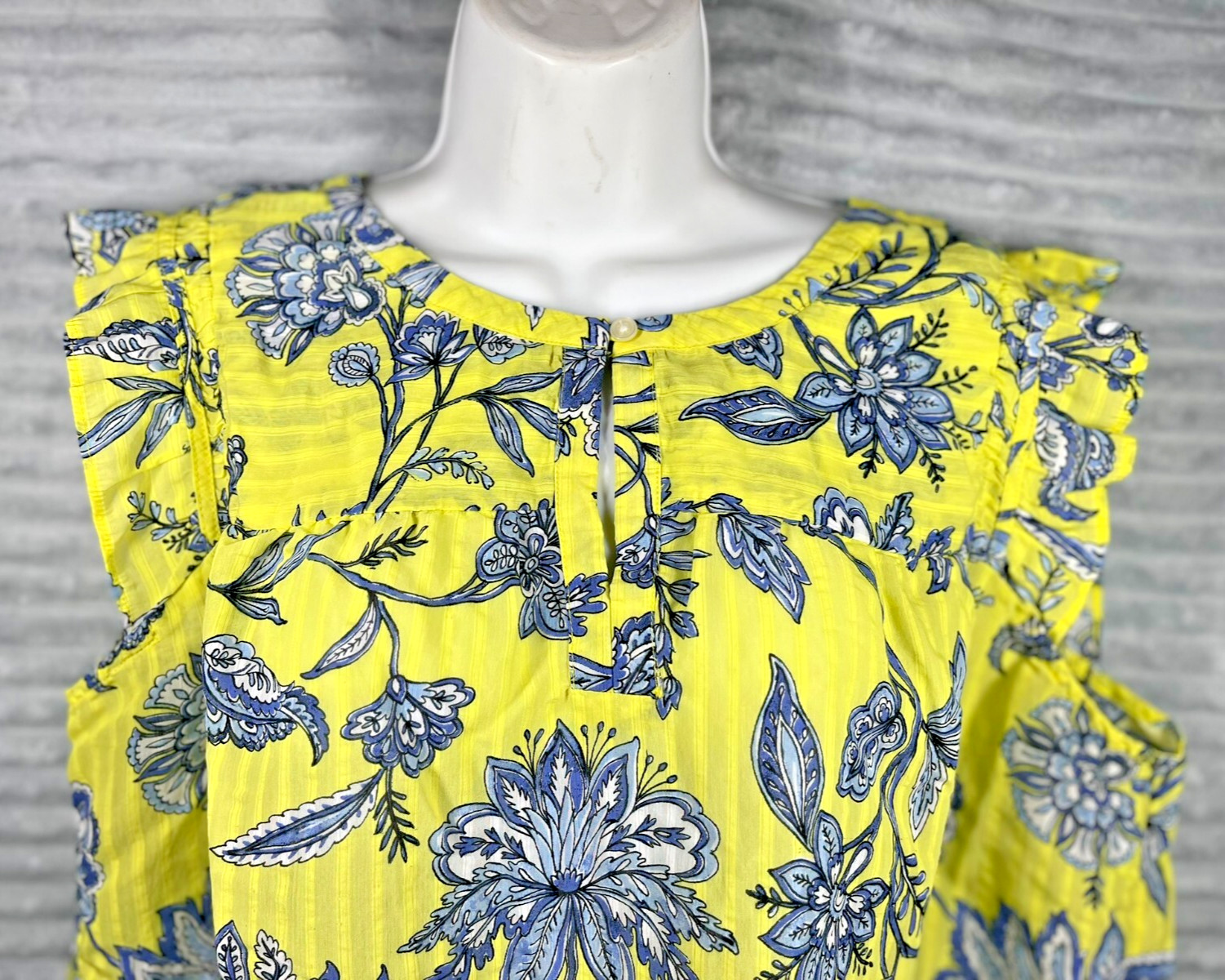 Loft Garden Smocked Split Neck Flutter Ruffle Top… - image 2