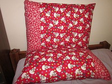 Christmas snowman pattern 100 new Cotton handmade Pillowcase one pair