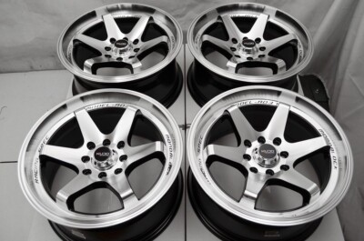 Kudo Racing Disturb 15x7 4x100 4x114.3 Black Polish Wheels Rims