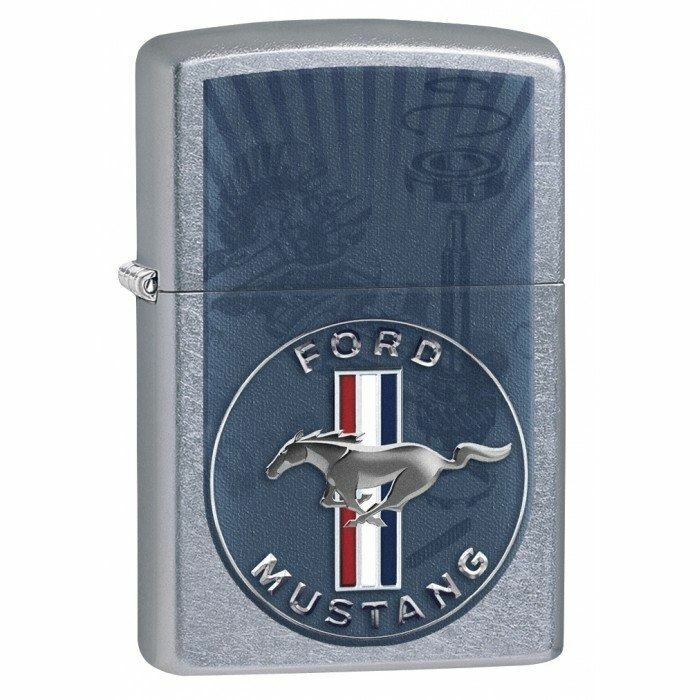 Mustang Logo Steel Blue ZIPPO Lighter * Rare Collector Item * FREE