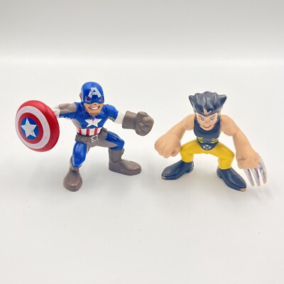 MARVEL SUPER HERO SQUAD FIGUR KONVOLUT X 2 CAPTAIN AMERICA WOLVERINE 2,5  2007