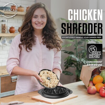 Shazal Chicken Shredder Tool Twist with Tray, Mat, Brush & Food Tong-BPA Free