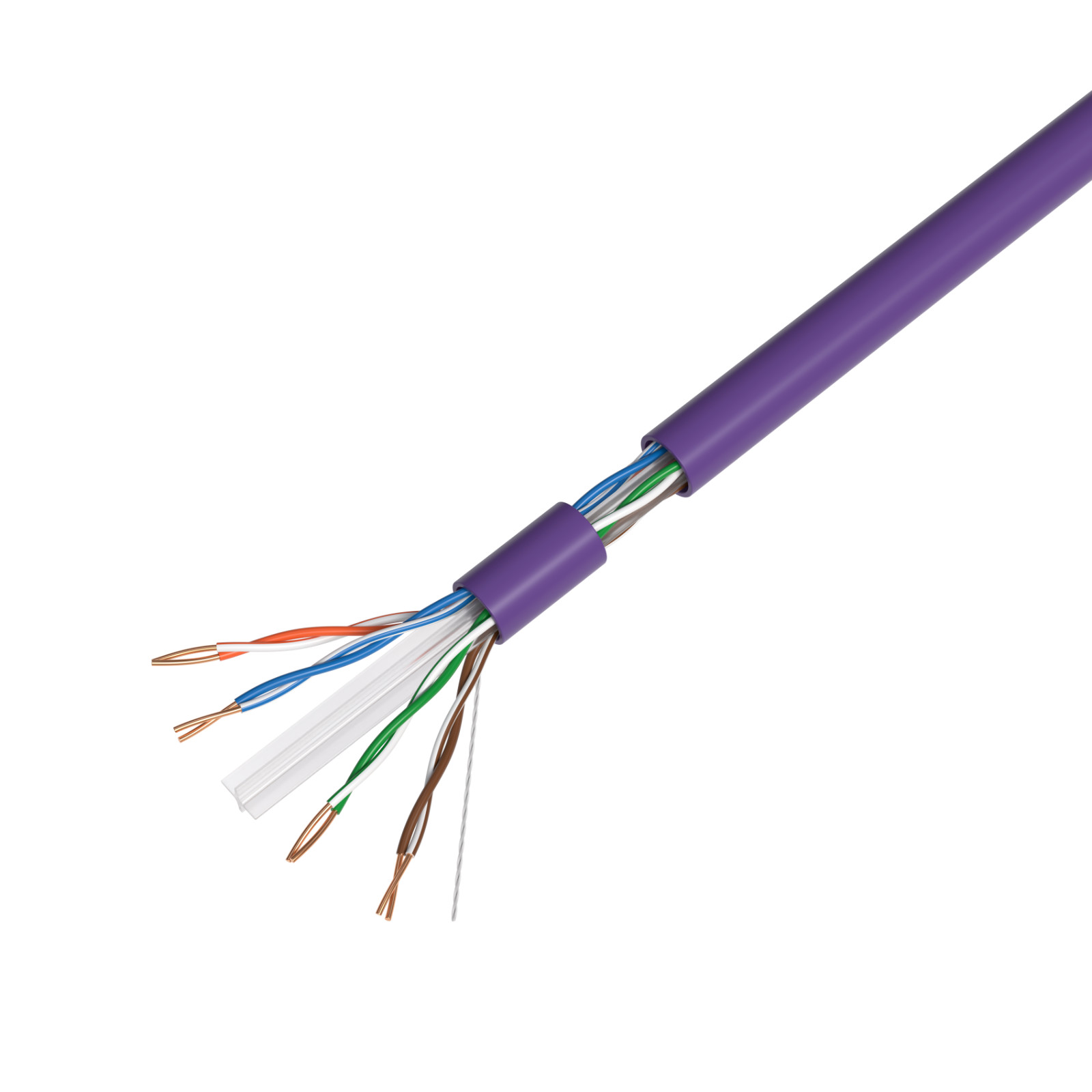 1000FT CAT6 Purple ETL CMR Ethernet Cable UTP Solid Copper 23AWG 550Mhz Wire