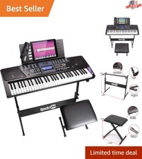 61 Key Keyboard Piano Kit - LCD Display - Stand, Bench, Headphones - Piano App